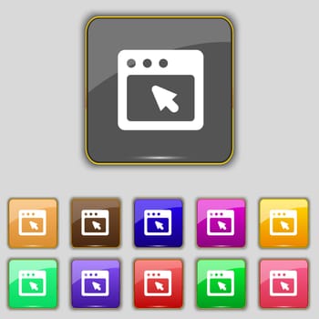 the dialog box icon sign. Set with eleven colored buttons for your site. illustration
