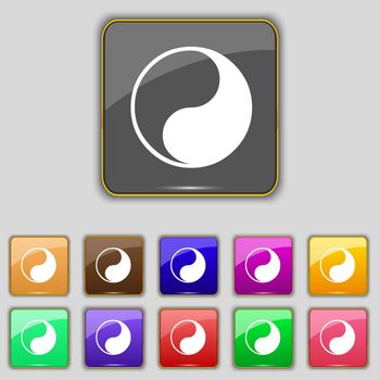 Yin Yang icon sign. Set with eleven colored buttons for your site. illustration