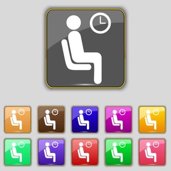 waiting icon sign. Set with eleven colored buttons for your site. illustration