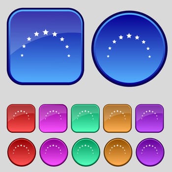 Star sign icon. Favorite button. Navigation symbol. Set colourful buttons illustration