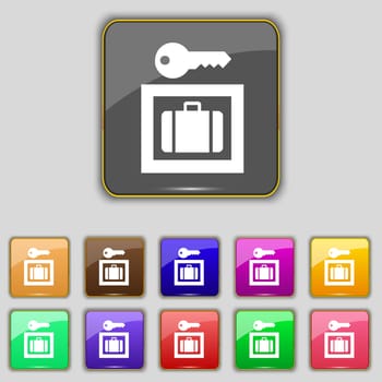 Luggage Storage icon sign. Set with eleven colored buttons for your site. illustration