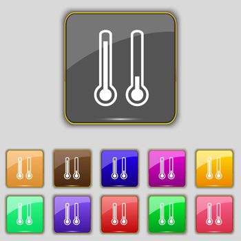 thermometer temperature icon sign. Set with eleven colored buttons for your site. illustration