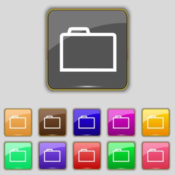 Folder icon sign. Set with eleven colored buttons for your site. illustration