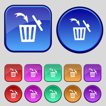 Recycle bin sign icon. Bins symbol. Set colourful buttons. illustration