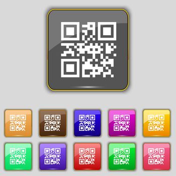 Qr code icon sign. Set with eleven colored buttons for your site. illustration