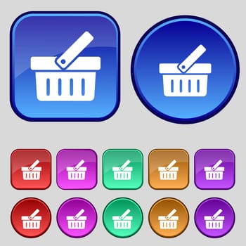 Shopping Cart sign icon. Online buying button. Set colourful buttons. illustration