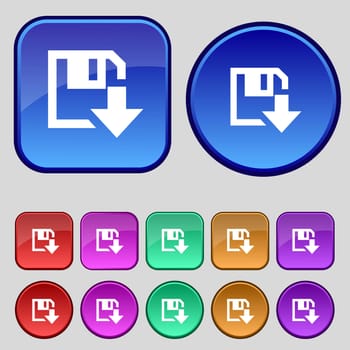 floppy icon. Flat modern design Set colour buttons. illustration