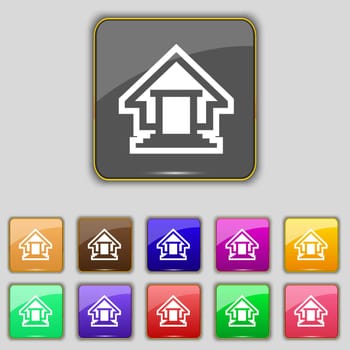 House icon sign. Set with eleven colored buttons for your site. illustration