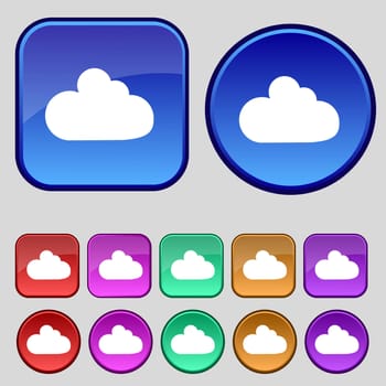 Cloud sign icon. Data storage symbol. Set colourful buttons. illustration