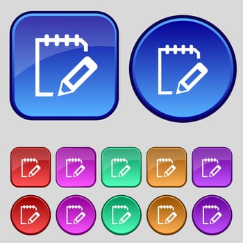 Edit document sign icon. content button. Set colour button. Modern UI website navigation illustration