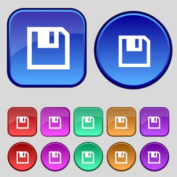 floppy icon. Flat modern design Set colour buttons. illustration