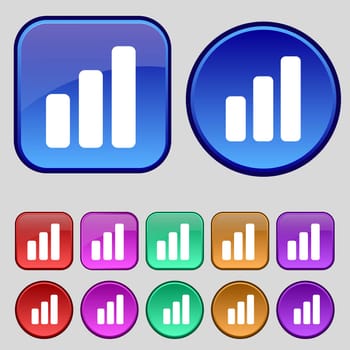 Growth and development concept. graph of Rate icon sign. A set of twelve vintage buttons for your design. illustration