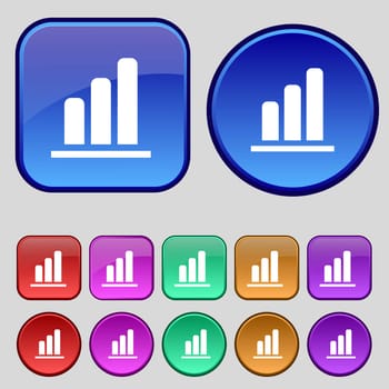 Growth and development concept. graph of Rate icon sign. A set of twelve vintage buttons for your design. illustration
