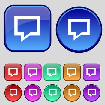 Speech bubble, Think cloud icon sign. A set of twelve vintage buttons for your design. illustration