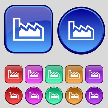 Chart icon sign. A set of twelve vintage buttons for your design. illustration