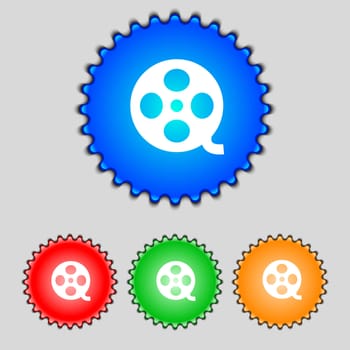 Video sign icon. Video frame symbol. Set colourful buttons. illustration