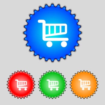 Shopping Cart sign icon. Online buying button. Set colourful buttons. illustration