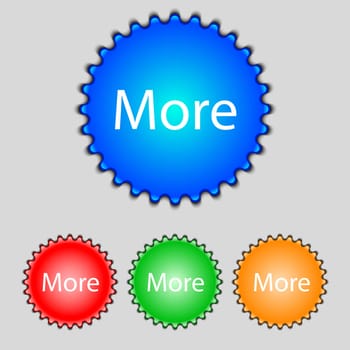 More sign icon. Details symbol. Website navigation. Set of colored buttons. illustration