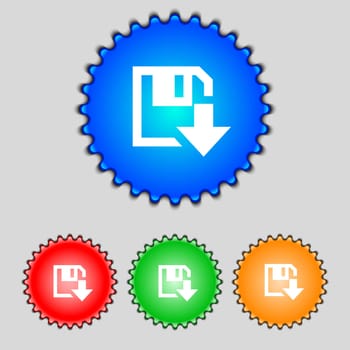 floppy icon. Flat modern design Set colour buttons. illustration