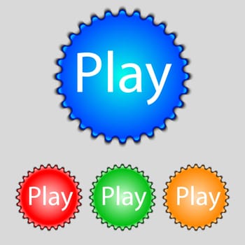 Play sign icon. symbol. Set of colored buttons. illustration