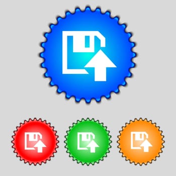 floppy icon. Flat modern design Set colour buttons. illustration