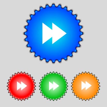 multimedia sign icon. Player navigation symbol. Set colour buttons. illustration