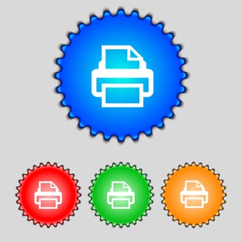 Print sign icon. Printing symbol. Set colourful buttons. illustration