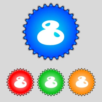 number Eight icon sign. Set of coloured buttons. illustration