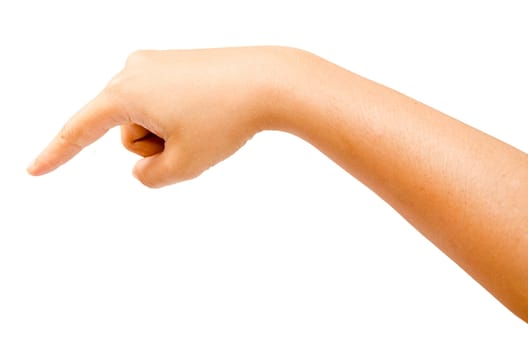 Hand on the isolated background, clipping path.
