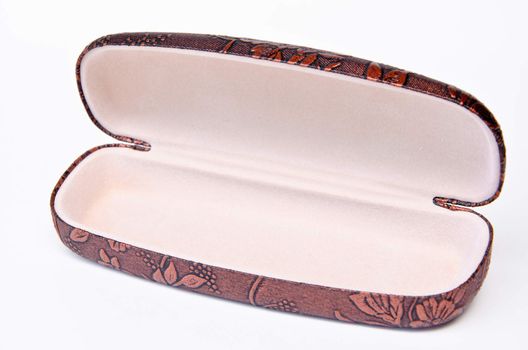 Open Glasses' case on whited background