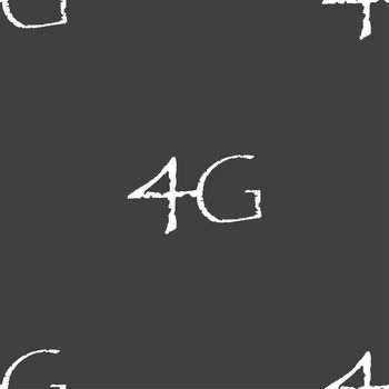 4G sign icon. Mobile telecommunications technology symbol. Seamless pattern on a gray background. illustration