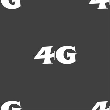 4G sign icon. Mobile telecommunications technology symbol. Seamless pattern on a gray background. illustration