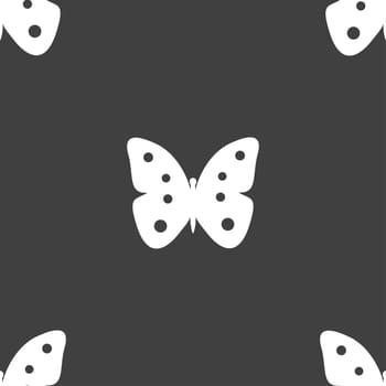 Butterfly sign icon. insect symbol. Seamless pattern on a gray background. illustration