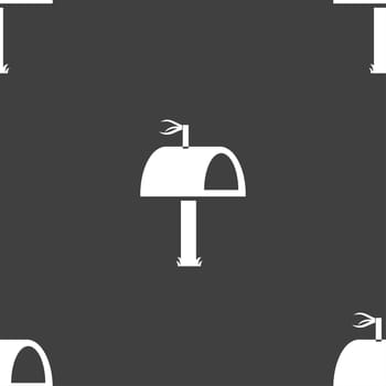 Mailbox icon sign. Seamless pattern on a gray background. illustration