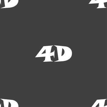 4D sign icon. 4D New technology symbol. Seamless pattern on a gray background. illustration