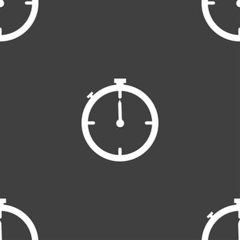 Timer sign icon. Stopwatch symbol.. Seamless pattern on a gray background. illustration