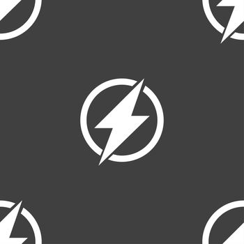 Photo flash sign icon. Lightning symbol. Seamless pattern on a gray background. illustration