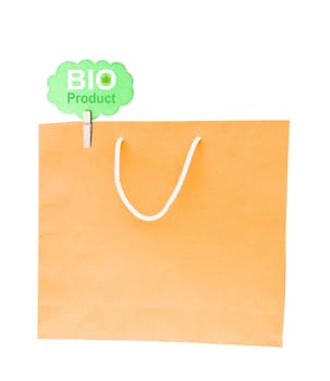 Blank brown paper bag isolated on white background. BIO Product