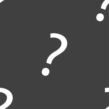 Question mark sign icon. Help symbol. FAQ sign. Seamless pattern on a gray background. illustration