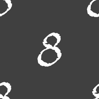 number Eight icon sign. Seamless pattern on a gray background. illustration