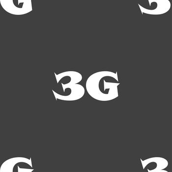 3G sign icon. Mobile telecommunications technology symbol. Seamless pattern on a gray background. illustration