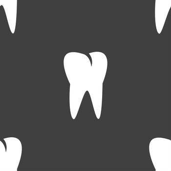 tooth icon. Seamless pattern on a gray background. illustration