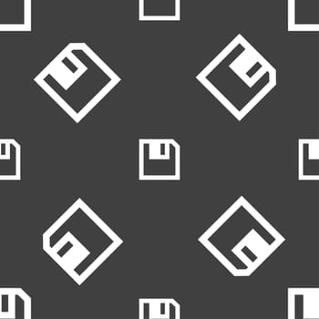 floppy icon. Flat modern design. Seamless pattern on a gray background. illustration