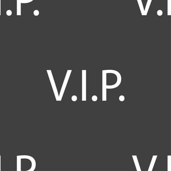 Vip sign icon. Membership symbol. Very important person. Seamless pattern on a gray background. illustration