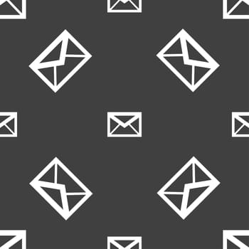 Mail icon. Envelope symbol. Message sign. navigation button. Seamless pattern on a gray background. illustration