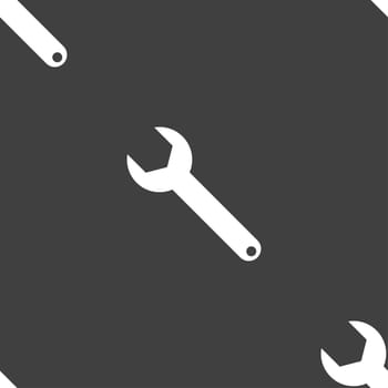 Wrench key sign icon. Service tool symbol. Seamless pattern on a gray background. illustration