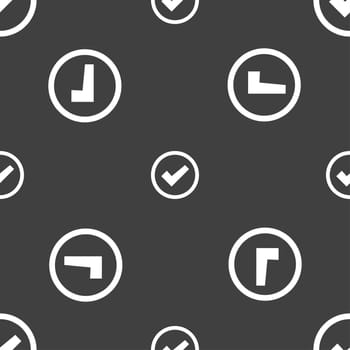 Check mark sign icon . Confirm approved symbol. Seamless pattern on a gray background. illustration