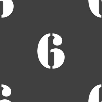 number six icon sign. Seamless pattern on a gray background. illustration