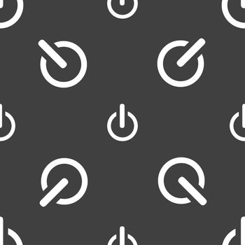 Power sign icon. Switch on symbol. Seamless pattern on a gray background. illustration