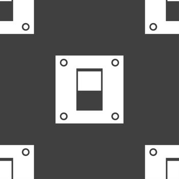 Power switch icon sign. Seamless pattern on a gray background. illustration